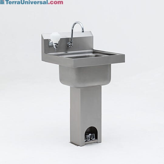 Stainless Steel Pedestal Foot Valve Sink   |  1372-90A displayed