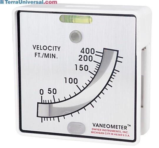 Vaneometer helps meet OSHA, EPA safety ventilation requirements while measuring air velocities from 25 - 400 fpm | 1600-46 displayed