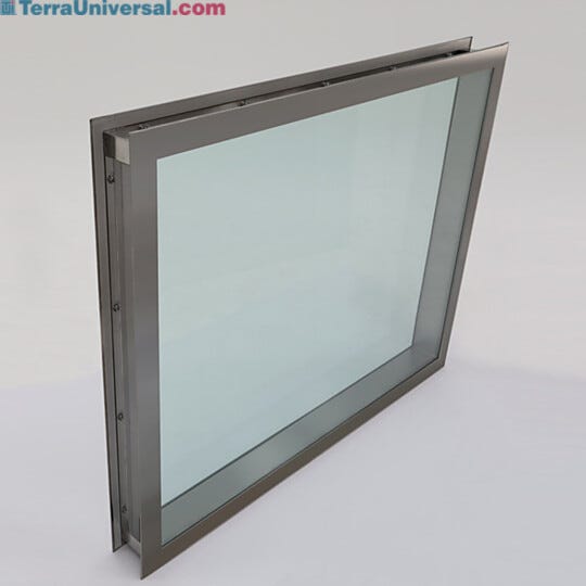 Flush-mounted stainless steel frame holds two window panes in place (specify wall thickness) | 6603-10 displayed