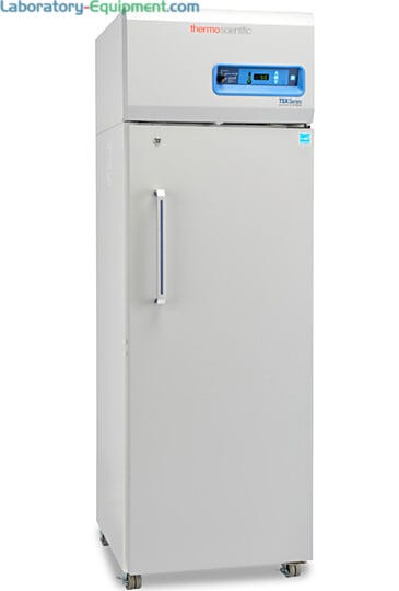 Single-solid door 326L TSX High-Performance Refrigerator by Thermo Fisher Scientific includes 4 shelves and casters; GMP Clean Room Class A/ISO 6 compatible | 1621-12 displayed