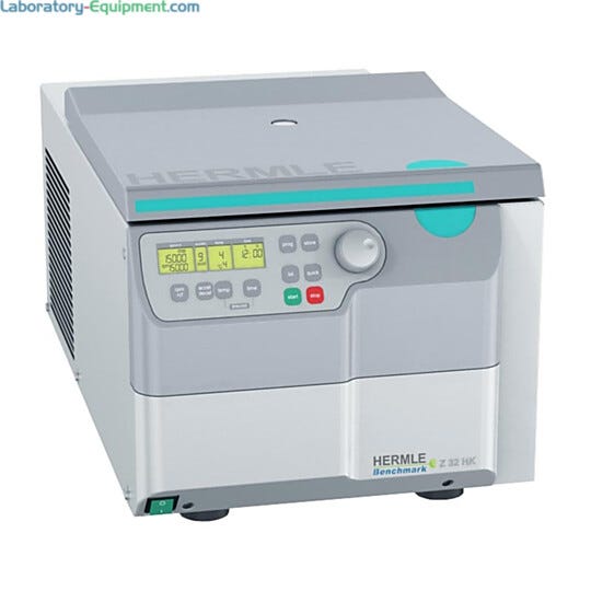 Z32 HK High Speed Refrigerated centrifuge by Hermle is a benchtop model with larger but more compactful motor drive  |  2824-48 displayed