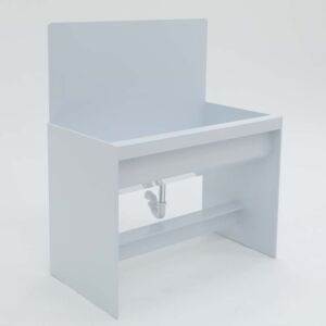 Acid resistant ValuLine® polypropylene wet cleaning station; 48"W x 24"D x 46"H with angled sink basin  |  7019-48 displayed