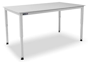 Polypropylene top resists a broad range of chemicals, including most acids. Powder-coated steel base includes telescoping legs  |  1522-00 displayed