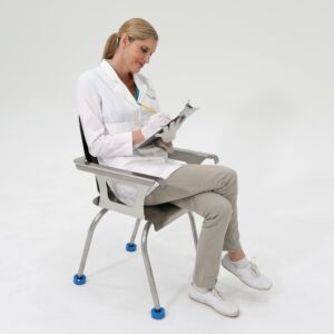 304 stainless steel cleanroom chair with arm rests and non-skid polyurethane leveling feel  |  2806-90 displayed