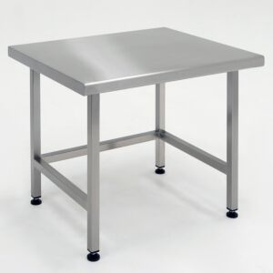 Stainless steel ISO-rated cleanroom table with solid top features ultra-smooth surfaces for easy cleaning and sterilization  |  9603-03 displayed