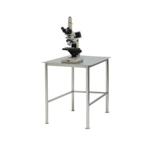 BioSafe® stainless steel workstation with round tube legs and 5mm solid top worksurface  |  9605-58 displayed