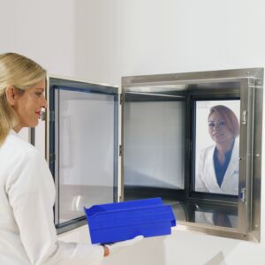 Smooth, ultra-clean surfaces inside the CleanSeam™ Pass-Through eliminate germ traps, simplify cleaning and disinfection  |  2636-06D-2 displayed