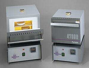 Muffle furnaces use open coil heating elements to allow fast heating with minimal temperature gradient  |  1800-52 displayed