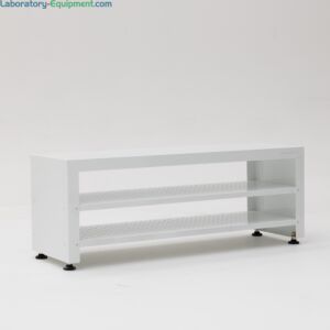 ISO 8 powder-coated steel gowning bench with integrated bootie rack  |  1540-25 displayed