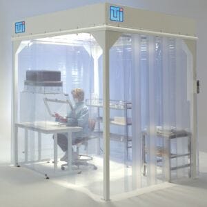 Softwall modular cleanroom provides an economical, versatile enclosure that meets ISO 5 – 8 particle requirements  |  6600-33 displayed