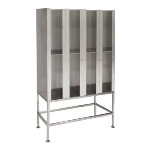 Garment Dispenser Station; 16 Compartments, Double Sided, 304 Stainless Steel, 36" W x 17.5" D x 62.25" H