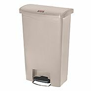 Waste Receptacle; Step-On, 18"W x 11.5"D x 28.3"H, 13 gal, Beige, Commercial, Rubbermaid