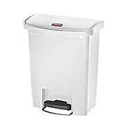 Waste Receptacle; Step-On, 16.7"W x 10.6"D x 21.1"H, 8 gal, White, Medical, Rubbermaid