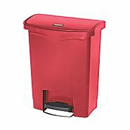 Waste Receptacle; Step-On, 16.7"W x 10.6"D x 21.1"H, 8 gal, Red, Medical, Rubbermaid