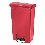Waste Receptacle; Step-On, 18"W x 11.5"D x 28.3"H, 13 gal, Red, Medical, Rubbermaid