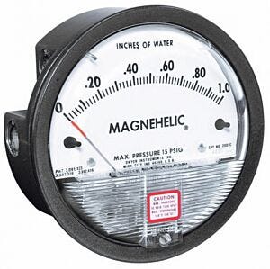 Differential Pressure Gauge; 0-1.0" WC, Magnehelic®, Uninstalled