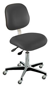 Chair; ISO 8, Vinyl, Black, Chrome-plated Metal, 17" - 22", Ergonomic Backrest, Waterfall Seat, W/O Footring, Elite EEA-L-RC, Biofit