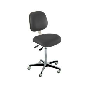 Chair; ISO 8, Vinyl, Black, Chrome-plated Metal, 25" - 30", Ergonomic Backrest, Waterfall Seat, W/O Footring, Elite EEA-H-RC, Biofit