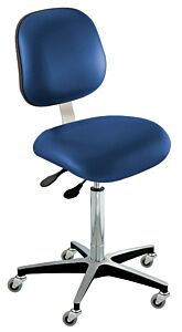 Chair; ISO 8, Vinyl, Blue, Chrome-plated Metal, 25" - 30", Ergonomic Backrest, Waterfall Seat, W/O Footring, Elite EEA-H-RC, Biofit