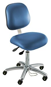 Chair; ISO 5, ESD Vinyl, Black, Chrome-plated Metal, 17" - 22", Standard Backrest, Waterfall Seat, W/O Footring, Eton ETA-L-RK, Biofit