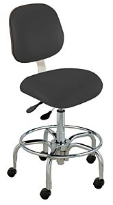 Chair; ISO 5, Vinyl, Black, Tubular Steel, 17" - 22", Ergonomic Backrest, Waterfall Seat, With Footring, Elite EES-L-RC, Biofit
