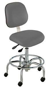 Chair; ISO 5, Vinyl, Pebble, Tubular Steel, 18" - 22", Ergonomic Backrest, Waterfall Seat, With Footring, Elite EES-L-RC, Biofit