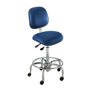 Chair; ISO 5, Vinyl, Blue, Tubular Steel, 27" - 32", Ergonomic Backrest, Waterfall Seat, With Footring, Elite EES-H-RC, Biofit