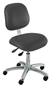 Chair; ISO 5, Vinyl, Black, Chrome-plated Metal, 17" - 22", Ergonomic Backrest, Waterfall Seat, W/O Footring, Elite EEW-L-RC, Biofit