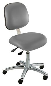 Chair; ISO 5, Vinyl, Pebble, Chrome-plated Metal, 17" - 22", Ergonomic Backrest, Waterfall Seat, W/O Footring, Elite EEW-L-RC, Biofit