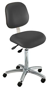 Chair; ISO 5, Vinyl, Black, Chrome-plated Metal, 25" - 30", Ergonomic Backrest, Waterfall Seat, W/O Footring, Elite EEW-H-RC, Biofit