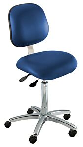 Chair; ISO 5, Vinyl, Blue, Chrome-plated Metal, 25" - 30", Ergonomic Backrest, Waterfall Seat, W/O Footring, Elite EEW-H-RC, Biofit
