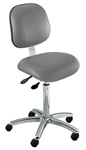 Chair; ISO 5, Vinyl, Pebble, Chrome-plated Metal, 25" - 30", Ergonomic Backrest, Waterfall Seat, W/O Footring, Elite EEW-H-RC, Biofit