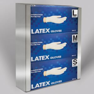 Holder; Glove Box, 304 or 316 Stainless Steel, 3 Boxes, 12" W x 5" D x 15.5" H, Wall Mount