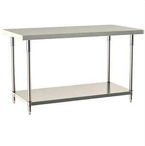 Mobile-Ready All 304 Stainless Steel TableWorx Work Table with 304 Stainless Steel Under Shelf and Components, 24"x24", Metro, TWM2424FS-304-S