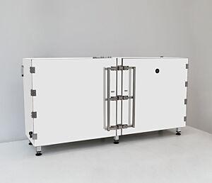 Drum Storage Desiccator Cabinet; 4 Drum Capacity, 16 gallons, 64" W x 17" D x 33" H, Powder Coated Steel