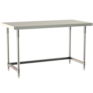 Mobile-Ready 316 Stainless Steel TableWorx Work Table with 304 Stainless Steel 3-Sided Frame, 24"x24", Metro, TWM2424SU-316-S