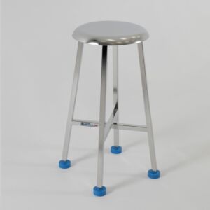Cleanroom Stool; ISO 4, 304 or 316 Stainless Steel, 24" Seat Height, 4-Leg with Glides, BioSafe®