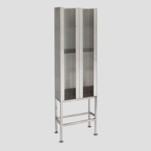 Garment Dispenser Station; 4 Compartments, Single Sided, 304 Stainless Steel, 24" W x 12" D x 62.25" H