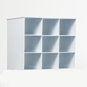 Wall Mount Multifunctional Storage System, Polypropylene, 24" W x 14.5" D x 20.3" H, Perforated Shelves, 9 Slots