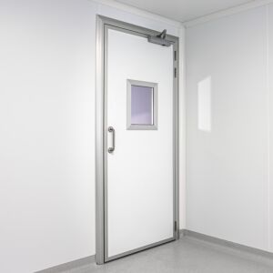 Door, Pre-Hung; Manual Single Left Swing, 36" W x 80" H, GMP, Honeycomb Insulation, Half Window