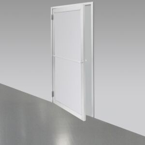 Door, Cleanroom; Manual Single Left Swing, 36" W x 81" H, Powder-Coated Steel Frame, Polypropylene Window
