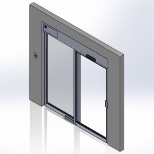 Door, Pre-Hung; Automatic Right Sliding, Recessed, 40" W x 80" H, 304 Stainless Steel Frame, Tempered Glass Window, Full View