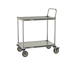 Cart; Grade A Pharma, Stainless Steel, 2 shelves, 18" W x 30" D x 39" H, InterMetro, CRLS222NFS