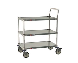 Cart; Grade A Pharma, Stainless Steel, 3 shelves, 18" W x 30" D x 39" H, InterMetro, CRLS223NFS