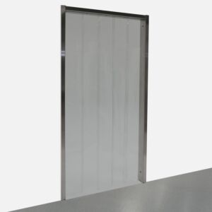 Cleanroom Strip Curtain Door With Pre-Hung Frame; 72" W x 84" H, 304 Stainless Steel Frame, Anti-Static PVC Curtains