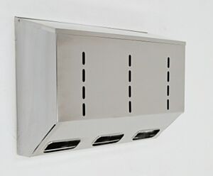 Dispenser; Glove, 304 or 316 Stainless Steel, 24"W x 8"D x 32"H, 3 Compartments, Without Catch Basin, Wall Mount