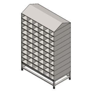 Double Sided Multifunctional Storage System, BioSafe®, 304 SS, 52" W x 26.5" D x 84" H, Solid Shelves, 60 Slots