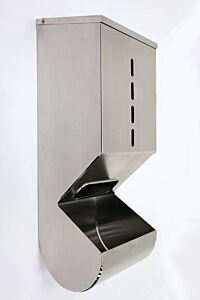 Dispenser; Glove, 304 or 316 Stainless Steel, 8" W x 8" D x 24" H, 1 Compartment, With Catch Basin, Wall Mount