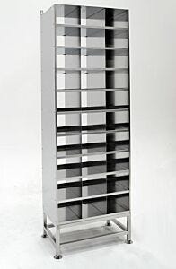 Free Standing Multifunctional Storage System, BioSafe®,  304 SS, 24" W x 14.5" D x 76.5" H, Solid Shelves, 30 Slots
