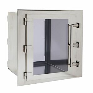 Pass-Through; CleanMount® CleanSeam™, 18" W x 18" D x 24" H ID, Center Wall Mount, 316L Stainless Steel